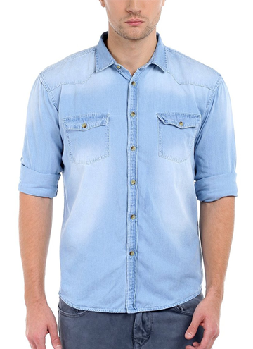 light blue denim casual shirt